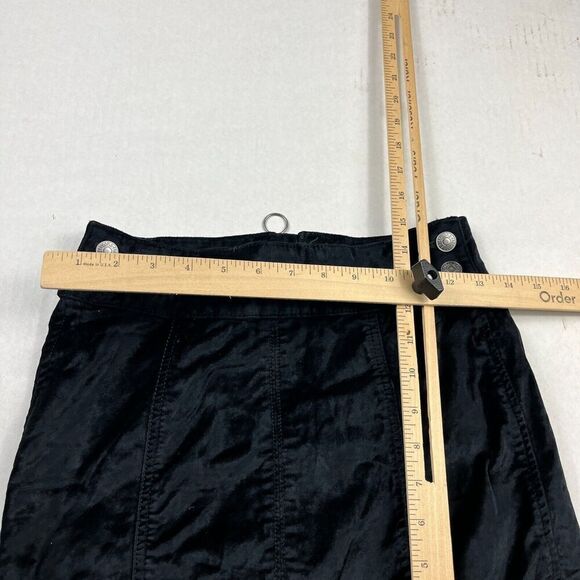 Free People Velvet Retro Mini Skirt Black Side Button Casual Back Zip Size 25 - Picture 6 of 10